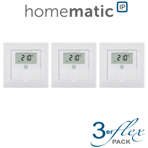 3er Set - Homematic IP Wandthermostat mit Luftfeuchtigkeitssensor - HmIP-WTH-1