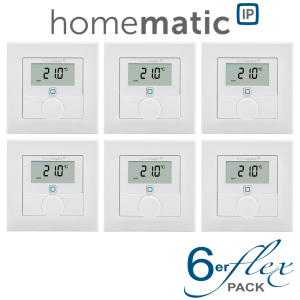 6er Set - Homematic IP Wandthermostat mit Luftfeuchtigkeitssensor - HmIP-WTH-1