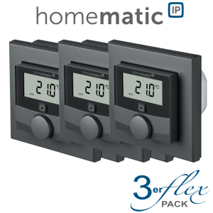 3er Set - Homematic IP Wandthermostat anthrazit mit Schaltausgang - fr Markenschalter - HmIP-BWTH