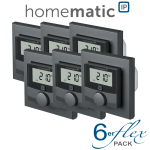 6er Set - Homematic IP Wandthermostat anthrazit mit Schaltausgang - fr Markenschalter - HmIP-BWTH