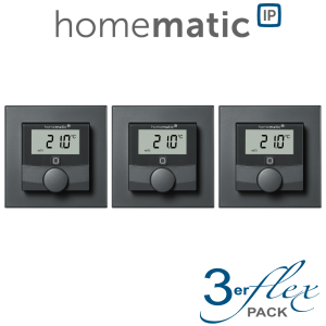 3er Set - Homematic IP Wandthermostat, anthrazit - HmIP-WTH-A - 159820A0
