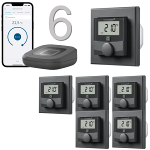 Homematic IP kabelgebundene Fubodenheizungssteuerung - Set fr 6 Rume, anthrazit