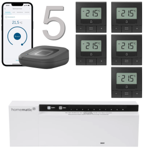 Homematic IP Funk Fubodenheizungset 5fach WTH-B, anthrazit