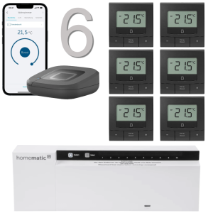 Homematic IP Funk Fubodenheizungset 6fach WTH-B, anthrazit