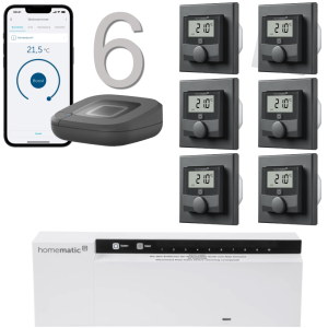 Homematic IP Funk Fubodenheizungset 6ach Unterputz 230V, anthrazit