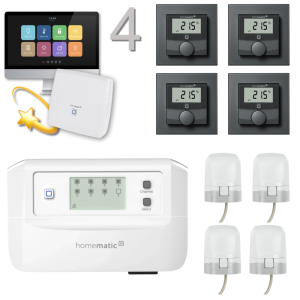 Fussbodenheizungsset PRO motorisch C8 fr 4 Rume mit CCU3, anthrazit