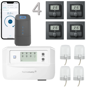 Fussbodenheizungsset advanced motorisch C8 fr 4 Rume mit HCU, anthrazit