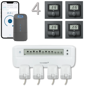Homematic IP Fubodenheizungssteuerung motorisch fr 4 Rume mit HCU, anthrazit