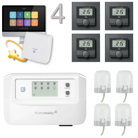Fussbodenheizungsset PRO motorisch C8 fr 4 Rume mit CCU3, anthrazit