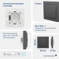 Homematic IP Universal Dimmeraufsatz - Taster, anthrazit ( HmIP-UDI-PB2-A, 162329A0 )
