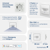 Homematic IP Universal Dimmeraufsatz - Bewegungsmelder ( HmIP-UDI-SMI55, 162335A0 )